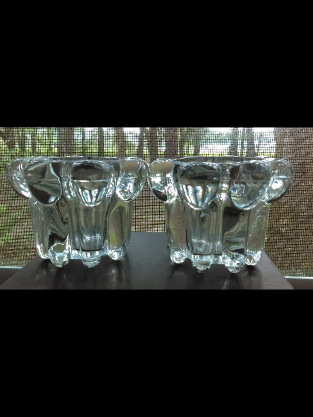 Set of 2 Crystal Candle Holders Heavy Crystal Glass For Votive / Tapered Candles